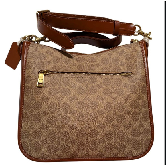 Women's Coach Signature Shoulder Bag Brown/Red One Size - Picture 7 of 14